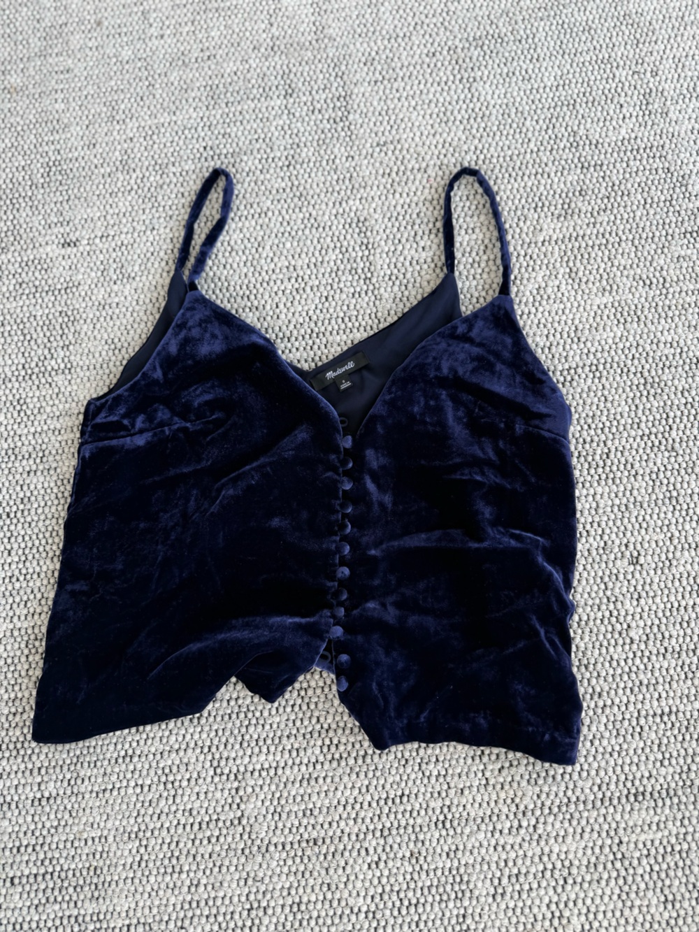 Madewell Navy Velvet Button-Front Camisole